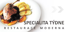 Menu v restauraci MODERNA