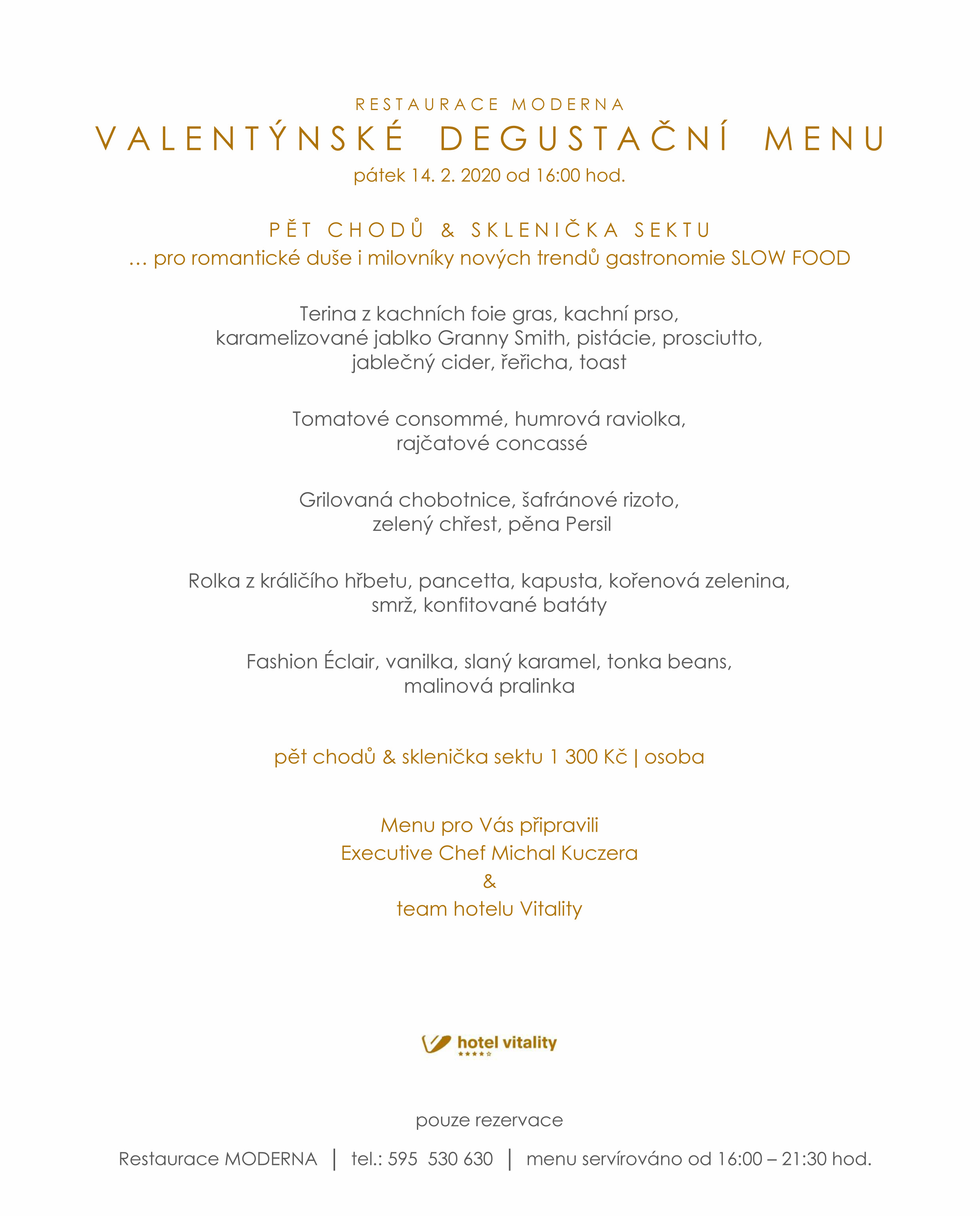 Valentýnské menu v restauraci Moderna